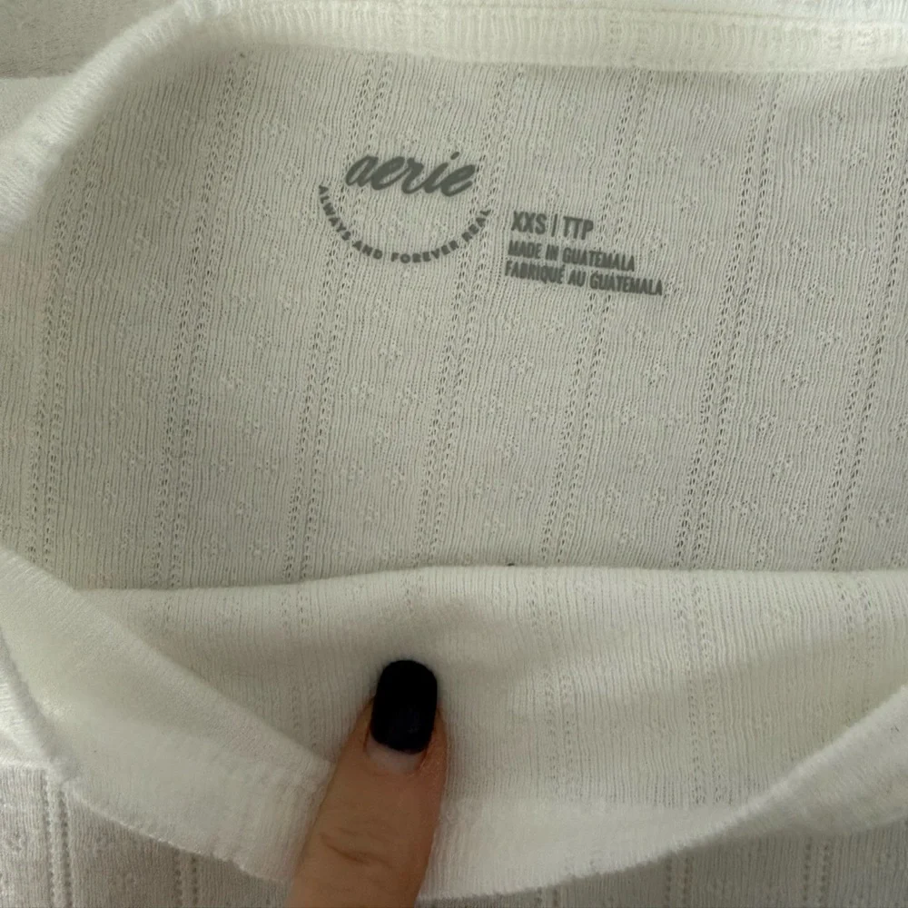 NWT aerie white pointelle tee xxs - Picture 2 of 3